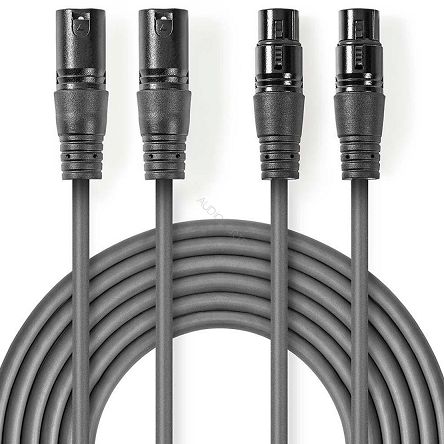 Kabel NEDIS COTH15030GY15 XLR męski - XLR żeński 1.5 m